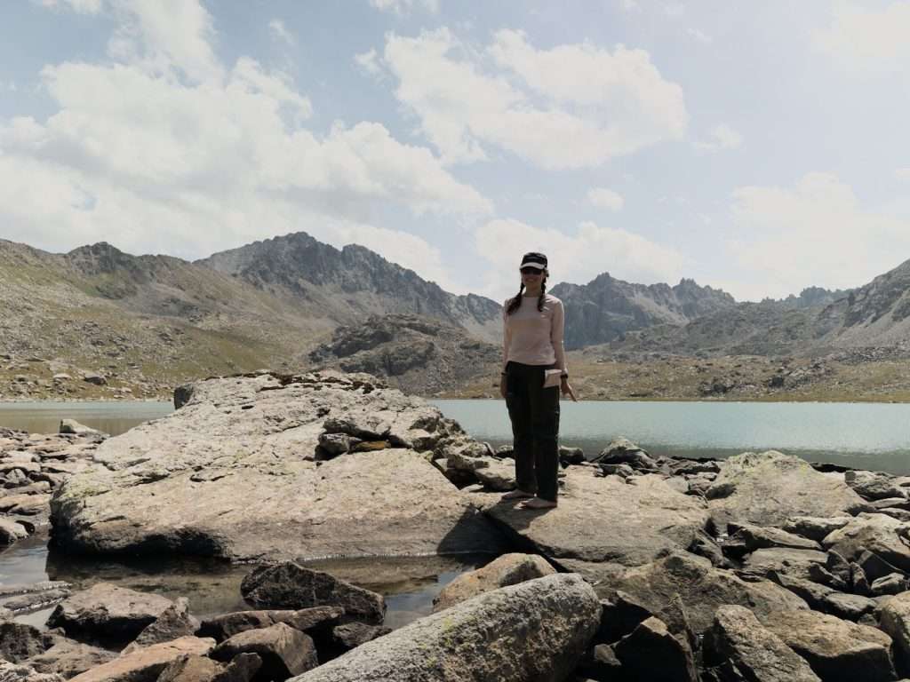 A photo of the narrator with Boz Uchuk Lakes