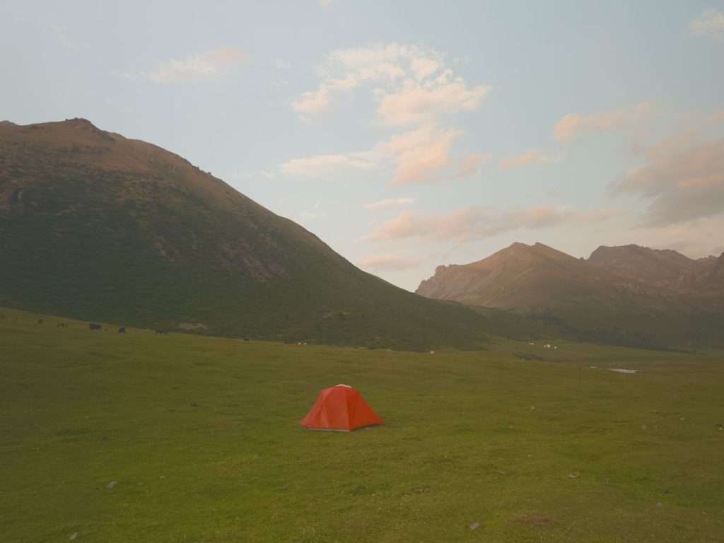 Orange tend in Ak Suu valley.