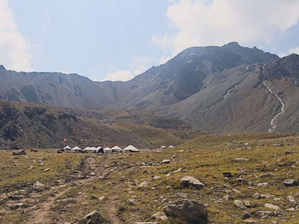 Yurt camp at a clearing before Ala Kol pass.