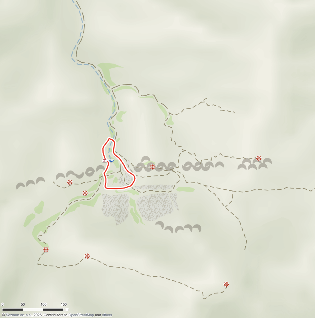 OpenStreetMap screenshot of trails at Skazka Canyon
